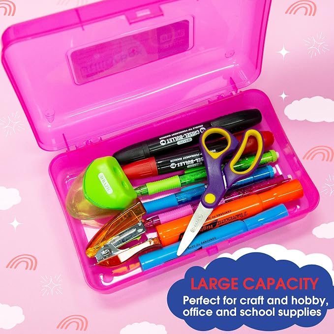 BAZIC PRODUCTS Bright Color Multipurpose Pencil Box, Stackable, 24-Case | snap-latch lid for pens, tools, crafts, supplies - Image 4