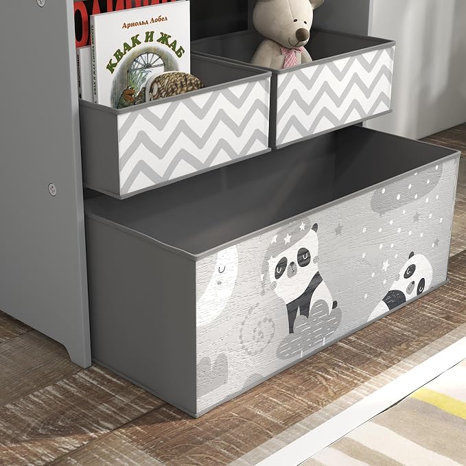 Qaba Toy Organizer with 6 Storage Bins for Bedroom, 25" x 12" x 26", Gray | Kids Storage Unit, Kids Room - Image 9
