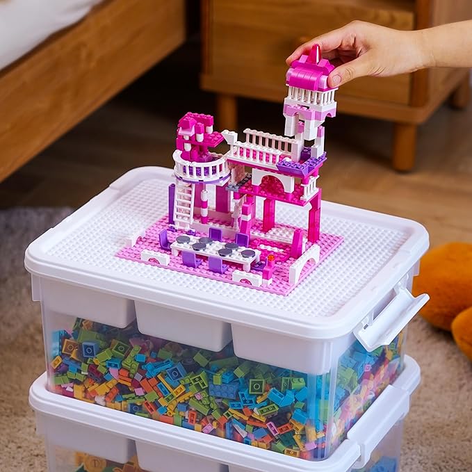 Citylife 17 QT Plastic Storage Box Building Baseplate Lid Removable Tray | Craft Organizers and Storage, Clear Art Storage Container for Organizing Bead, Tool, Sewing Supplies, Secure Clasp, 1pack by CITYLIFEHomeOrganization