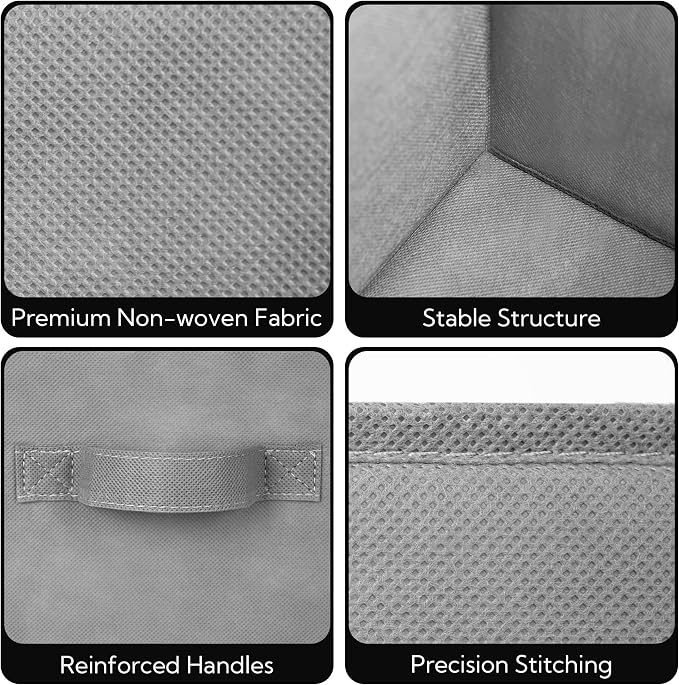 Cupic Cupid 6-Pack 11x11 Fabric Storage Cubes, Cube Storage Bins, Gray | Foldable, Reinforced Front Handle, Holds Blankets, Towels, Accessories and More, Fits Closet, Cube Shelves, Office, Dorm - Image 4