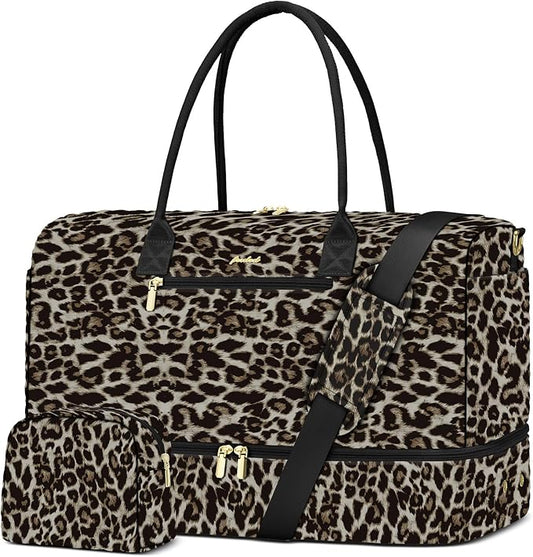 Travel Weekender Bags for Women: Duffel Bag with Shoe Compartment Overnight | 40L Capacity for 5 Day Trip Waterproof Durable Toiletry Bag Wet Pocket for Damp Items Suitable for Weekend Trips Hospital by FOCDOD