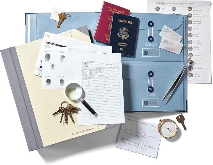 The Folio® If I Die Binder Organizer with Labels by Savor | Acid-Free Important Document Organizer with 10 Pockets, Document Holder for Birth Certificate, Wills, and Investment Plans (Slate) by Savor