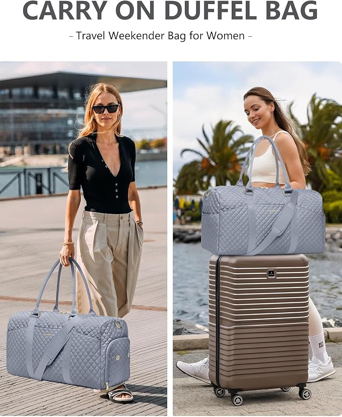 Women Weekender Travel Duffle Bag: Travel Duffel Overnight Bags with Shoe Compartment Large Carry on Tote with Toiletry Bag Weekend Traveling Yoga Gym Hospital Bag for Women with Wet Pocket Grey - Image 6