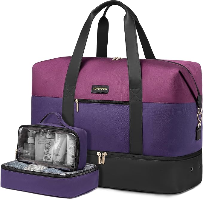 LOVEVOOK Weekender Bag for Women, Large Duffle Bag for Travel with 2 Packing Cubes, Carry on Overnight Bag with Shoe Compartment, Mom Hospital Bags for Labor and Delivery by LOVEVOOK
