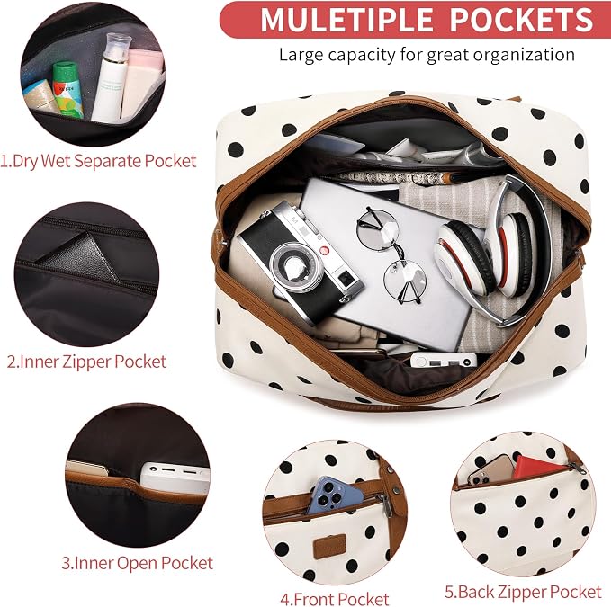 4PCS Weekender Bags for Women Large Overnight Weekend Travel Duffel Bags | Travel Bag Carry-on Tote Hospital Bag with Shoe Compartment Crossbody Toiletry Bag for Travel Business Gym Water Resistant - Image 4