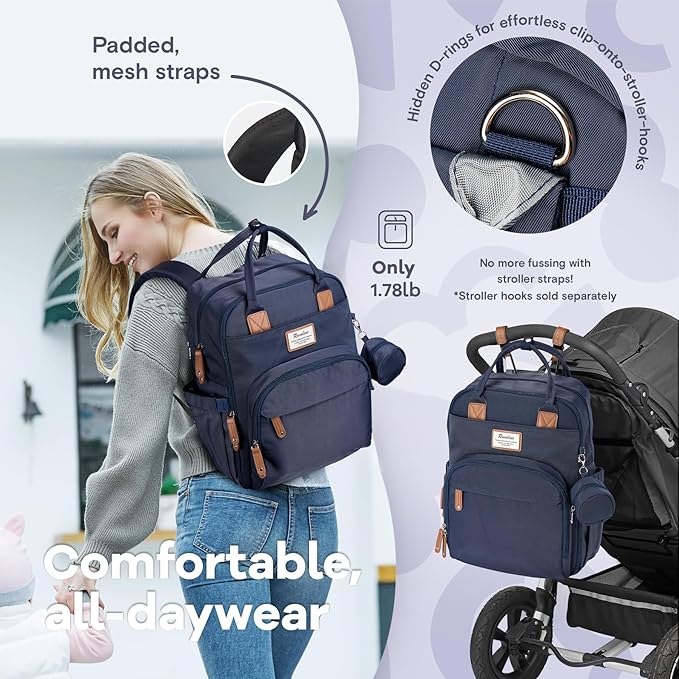 RUVALINO Baby Diaper Bag Backpack with Changing Pad, Baby Shower Gifts | Baby Essentials, Waterproof Travel Baby Bags for Mom Dad Girl Boy, Insulated Bottle Holders, Pacifier Case, Large Capacity - Image 6