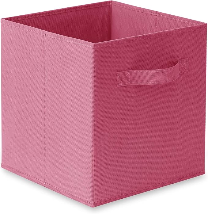 Casafield Set of 12 Collapsible Fabric Cube Storage Bins, Hot Pink - 11" Foldable Cloth Baskets for Shelves, Cubby Organizers & More - Image 2