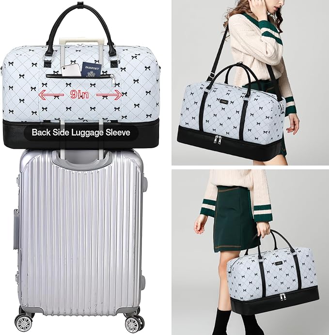 Weekender Bags for Women, 21" Travel Duffle Bag with Shoe Compartment | 3PCS Carry On Overnight Large Duffel Bag with Crossbody Bag and Toiletry Bag for Weekend Travel Gym Hospital Business Trip - Image 6