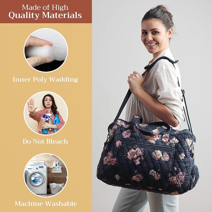 Maison d' Hermine Weekender Bags for Women Cotton Quilted Duffel Overnight Luggage Weekend Bag for Men Gym Gifts Travel | Overnight Luggage Weekend Bag for Men Gym Sports Gifts Duffle bag Business Travellers Trip Spring Summer - Image 2