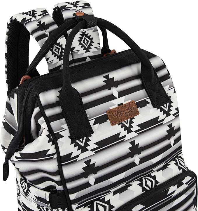 Wrangler Aztec Backpack Organized Daypack Travel Baby Bag with Stroller Strap and Side Bottle Pockets WG2204-9110BK - Image 2