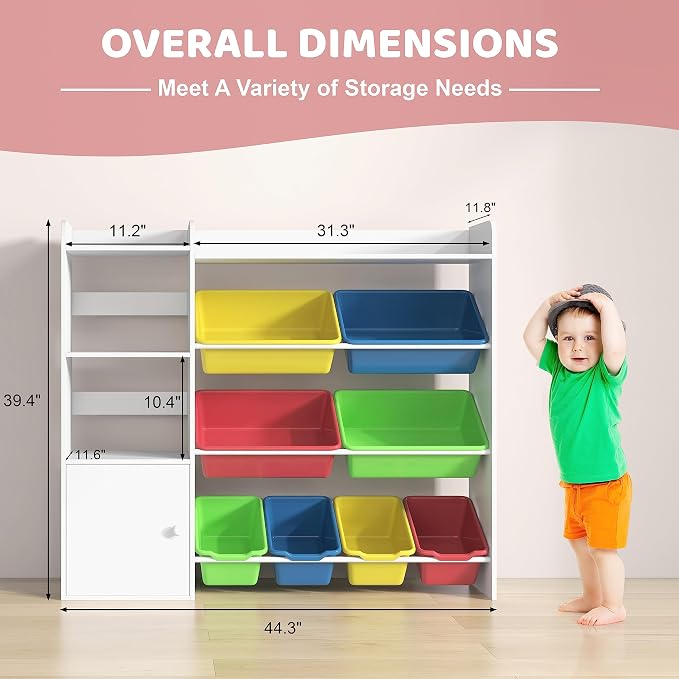 Xilingol Kids Toy Storage Organizer, 4-Tier Toy Organizers W/8 Removable Storage Bins, Kid Bookshelf and Toy Storage for Study Room, Bedroom, Kids Room, Classroom, Nursery - Image 4