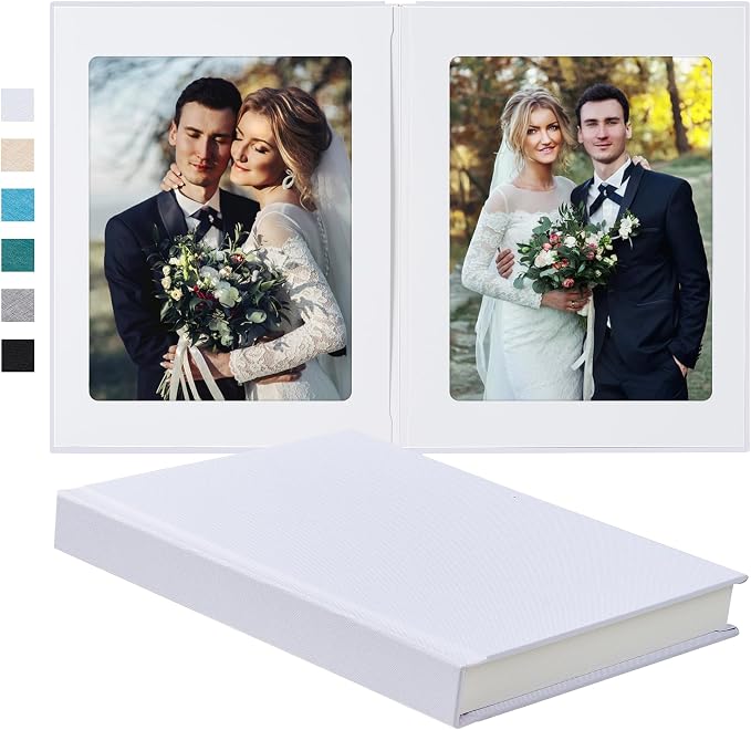 Pssoss 8x10 Photo Album with Writing Space, Linen Cover, 30 Photos, White | High-GSM writable pages with easy slip-in pockets for weddings, baby photos, family memories, travel, and anniversaries. by Pssoss
