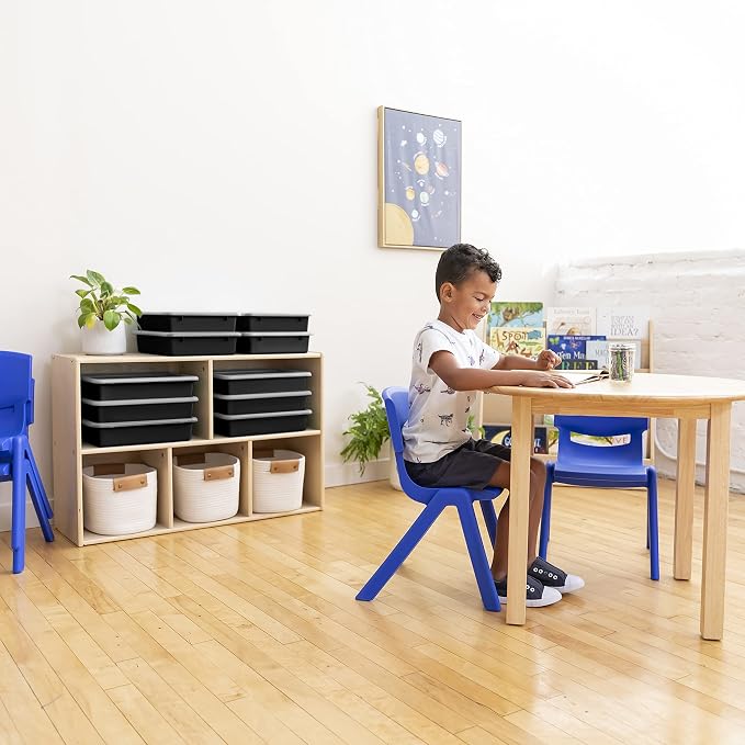 ECR4Kids Letter Size Plastic Tray Organizer with Lids, Small, Storage Bins, Black, 10-Piece | Durable plastic, GREENGUARD Gold Certified, 2 gallon capacity, stackable/nestable, easy-lift lids, classroom & home use - Image 10