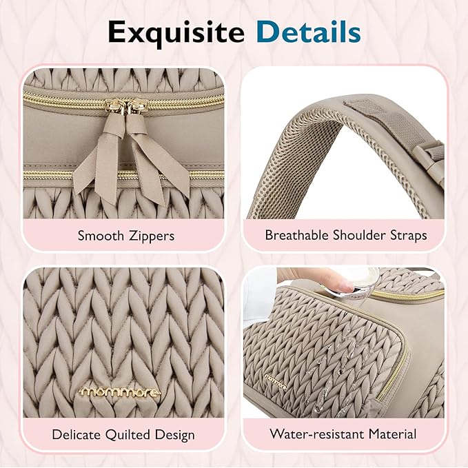 mommore Diaper Bag Backpack, Stylish Mini Baby Bag with Changing Pad | Insulated Pockets & Stroller Straps Small Diaper Backpack Compact Maternity Bag for Baby Essentials, Hospital & Daily Work - Image 6