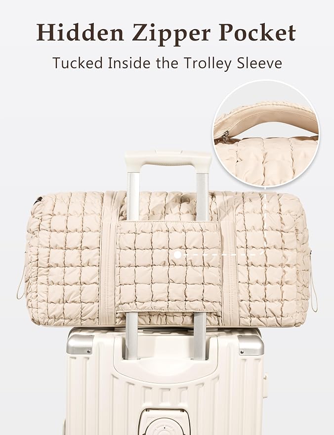 Quilted Travel Duffle Bag Puffer Weekender Bag Overnight Bag Duffel Gym Bag | Medium Soft Puffy Carry-On for Women, Large Lightweight Personal Item Travel Bag for Trips Business Sport Airplane Hospital - Image 5