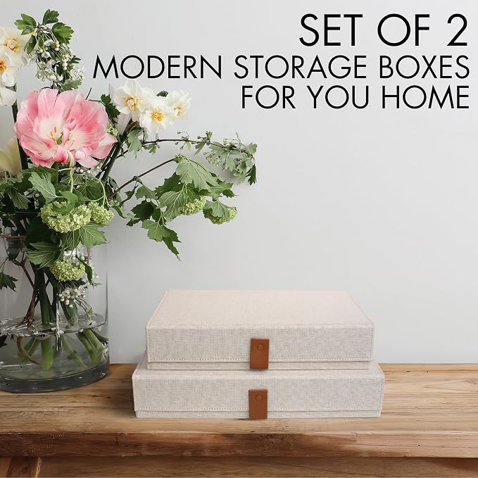 ZICOTO Decorative File Organizer Box Set of 2 and Photo Storage Boxes with Lids Bundle - Perfect to Safely Store Your Pictures, Documents, Scrapbooking Supplies, Keepsakes and Other Memories in Style - Image 9