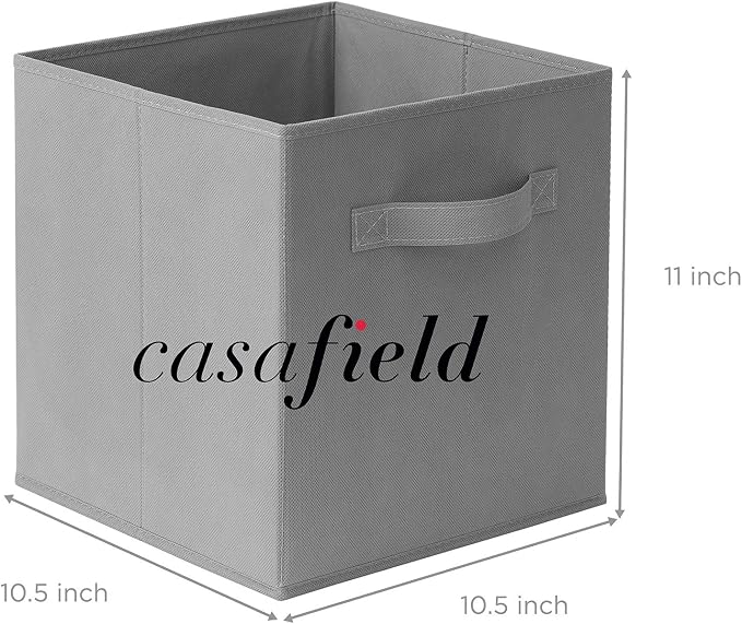 Casafield Set of 12 Collapsible Fabric Cube Storage Bins, Gray - 11" Foldable Cloth Baskets for Shelves, Cubby Organizers & More - Image 7