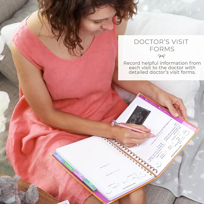 Clever Fox Pregnancy Journal, Expecting First Time Mom Planner Amber Yellow | SonoFrame edition, Organized pregnancy & baby diary with weekly countdown calendars & checklists, memory book 9 x 10.5 in - Image 3