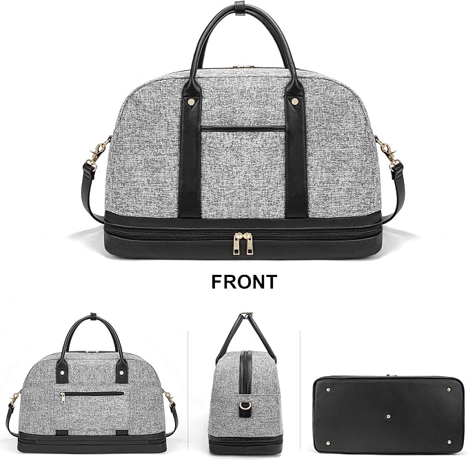 Weekender Bag for Women Canvas Overnight Bag Large Travel Tote Bag Carry on Shoulder Duffle Bag With Shoe Compartment,Perfect for Travel/Daily Use/Birthday Gift … - Image 7