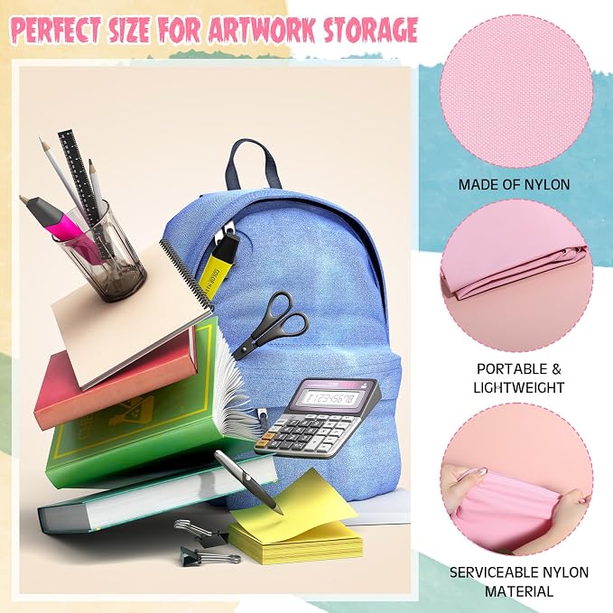Abbylike 1 Pcs 48 x 36 Inch Art Portfolio Bag Large Size Art Supply Bag with Nylon Shoulder Waterproof Poster Board Painting Drawing Sketch Storage Carry Case for Artwork Gift Supplies (Pink) - Image 3