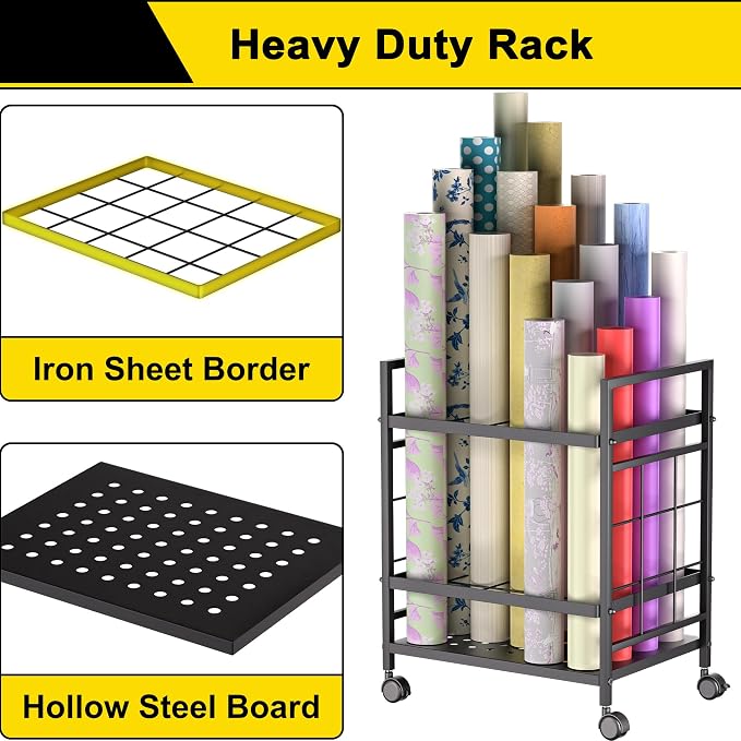 Blueprint Storage Rack, Blueprint Holder with Wheels, Used for Storing Blueprint/Carpet/Map/Poster/Architectural Construction Plan, 20 Slots(3.2" x 3.2"), Silent Wheel for Home, Office, School(Black) - Image 4