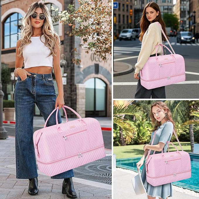 ITIEZY Weekender Bag for Women 21.5" Travel Duffel Large Carry On Bag 3PCS | Nylon Duffel Bag with Waterproof Shoe Compartment, Crossbody Bag and Toiletry Bag, Travel Weekend Hospital Overnight Gym Bag - Image 6