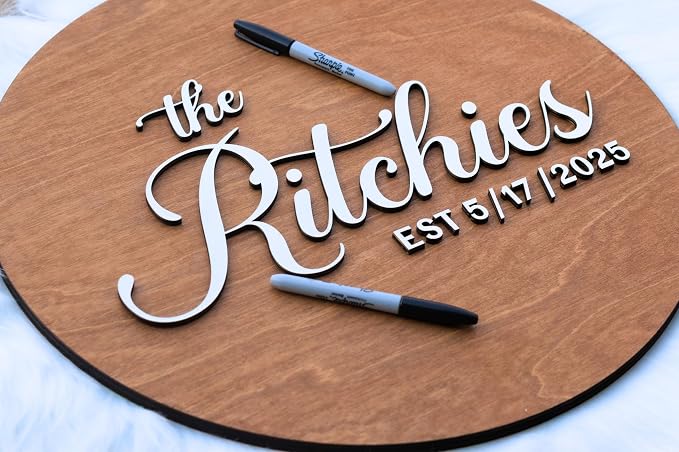 Personalized Round Guest Book Alternative Sign, Unique Guest Book Sign, Custom Alternative Guest Book, Wooden Guest Book, Wedding Ceremony Guestbook Sign (Design 11) - Image 7