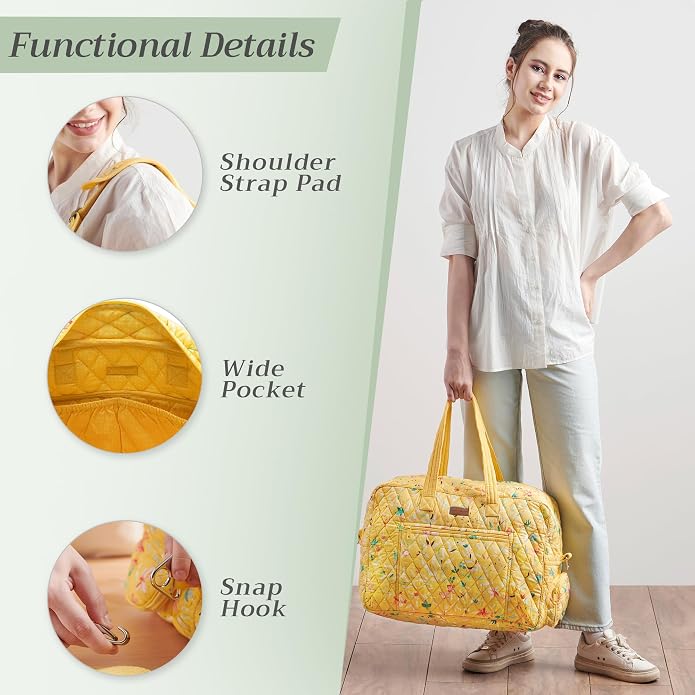 Maison d' Hermine Weekender Bags for Women Cotton Quilted Duffel Overnight Luggage Weekend Bag for Men Gym Gifts Travel | Overnight Luggage Weekend Bag for Men Gym Sports Gifts Duffle bag Business Travellers Trip Spring Summer - Image 5