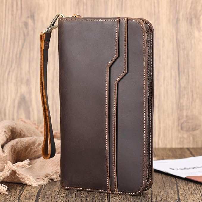 Polare Full Grain Leather Family Travel Passport Wallet and Documents Organizer RFID Blocking Case Holder Fits 6 Passports for Men and Women - Image 3