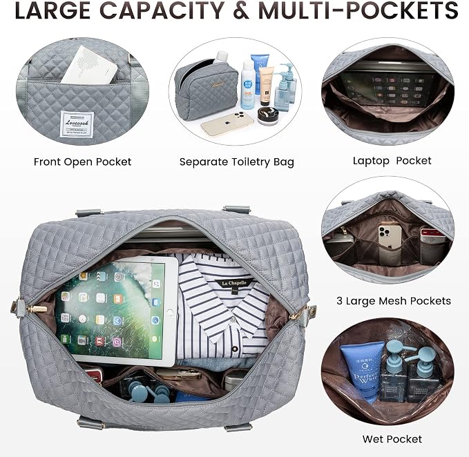 LOVEVOOK Travel Duffle Bag,Weekender Bags for Women with Shoe Compartment，Carry on Overnight Bag with Toiletry Bag,Gym Duffel Bag with Wet Pocket, Hospital Bags for Labor and Delivery - Image 3