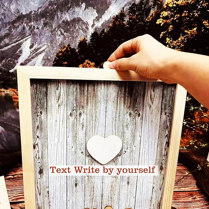Wedding Guest Book Alternative Pen Sign Drop Top Wooden Frame for Baby Shower Birthday Party Decoration 120 Hearts - Image 2