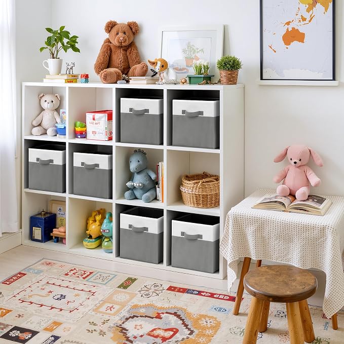 Cupic Cupid 6-Pack 11x11 Storage Cube, Fabric Storage Cubes, Gray and White | Foldable, Reinforced Front Handle, Holds Blankets, Towels, Linens and More, Fits Shelves, Closet, Bedroom, Dorm - Image 7