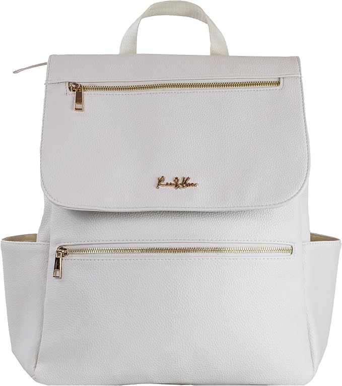Premium Vegan Leather Diaper Bag Backpack – Large Designer Baby Bag, Stylish Diaper Backpack with Stroller & Crossbody Straps & Multiple Compartments (Ivory) by Unknown