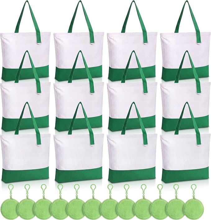 Sanwuta Canvas Tote Bags Bulk with Zipper and Plush Coin Purses 18.5" Reusable Cotton Shopping Bags with Handle for DIY Craft by Sanwuta