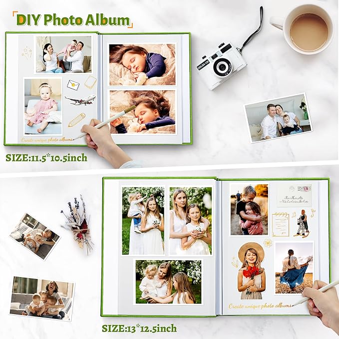 Artfeel Photo Album Self Adhesive Scrapbook,Large Photo Book for 4x6,5x7,8x10 Pictures,DIY Album for Baby Wedding Family Travel Birthday,with Metallic Pen and Scraper - Image 3