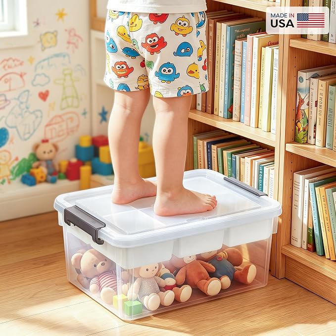 Citylife 17QT Clear Craft Organizers and Storage Box with Removable Tray | Stackable Art Supply Organizer Storage Bins with Lids for Beads, Markers, Sewing, Tools, Playdoh, Coloring Books, Made in USA - Image 9