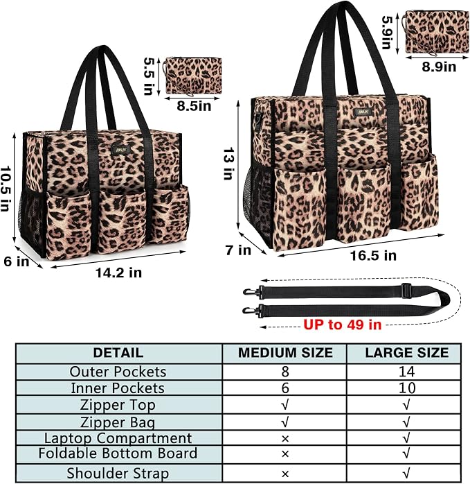 IBFUN Utility Tote Bag with 24 Pockets, Large Teacher Travel Tote for Women | Large Work Tote Bag 2pcs with Zipper for Travel Daily School Teacher Nurse, Large Lightweight Laptop Shoulder Bag Handbag - Image 8