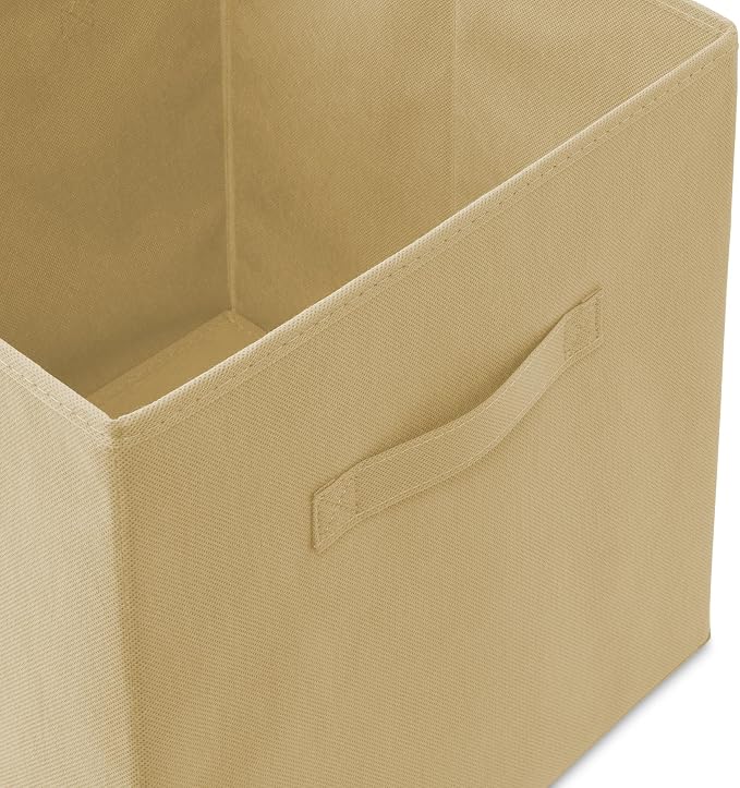 Casafield Set of 12 Collapsible Fabric Cube Storage Bins, Sandy Beige - 13" Foldable Cloth Baskets for Shelves, Cubby Organizers & More - Image 3