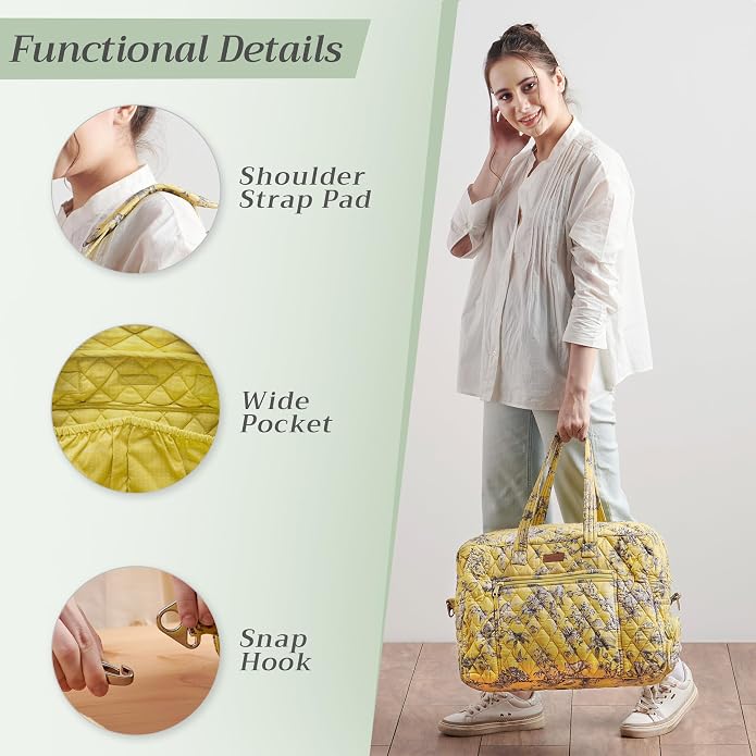Maison d' Hermine Weekender Bags for Women Cotton Quilted Duffel Overnight Luggage Weekend Bag for Men Gym Gifts Travel | Overnight Luggage Weekend Bag for Men Gym Sports Gifts Duffle bag Business Travellers Trip Spring Summer - Image 5