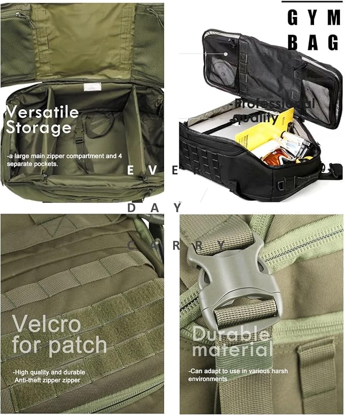 3-in-1 Gym Bag Duffle Bags Backpack - Travel Bag with Shoes Compartment | Sports Duffel Bag for Men Women Ideal for Workout,Weekender,Military,Sports,Overnight,Basketball,Tactical,Football,Baseball - Image 6