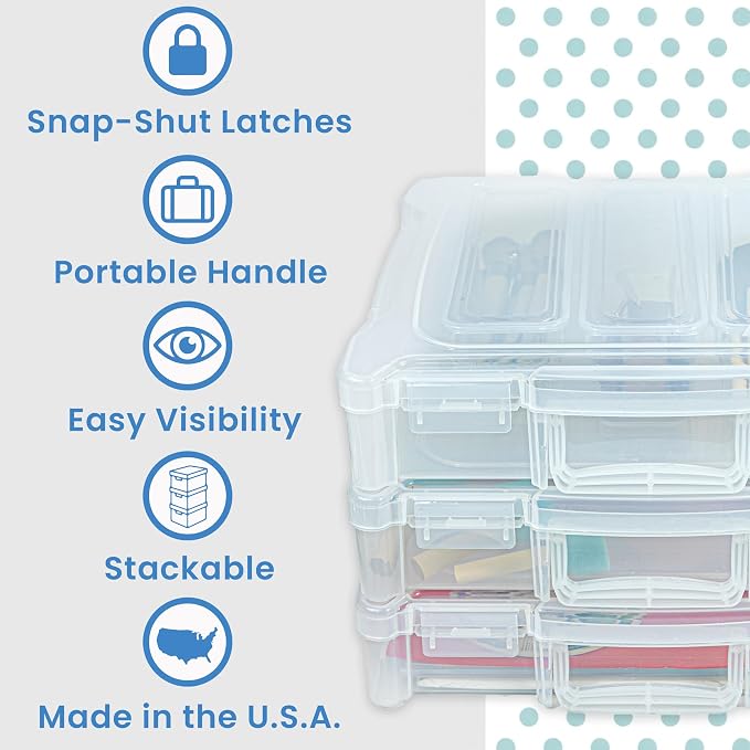 ArtBin 6913ZZ 12" x 12" Portable Art & Craft Organizer with Handle 3-Pack, [3] Plastic Storage Cases, Clear - Image 4