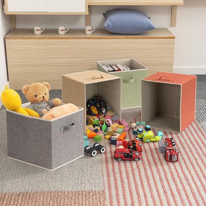 BrillantJo Storage Box for cube, Set of 4 Organiser Basket Bin Drawers Containers with Handles for Storage Cube Unit, 33L x 38W x 33H cm 4 Mixed Colors A - Image 4