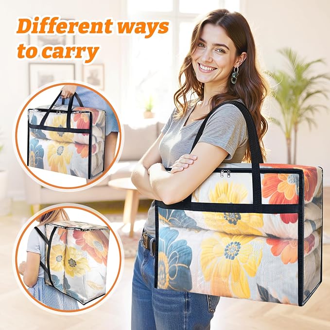 BlissTotes Moving Bags 90L 6PCS, Clear Clothes Storage Under Bed Storage | Foldable Clothes Storage Bags with Sturdy Zippers & Handles for Comforter, Bedding, Books, Sheet, Transparent Containers - Image 7