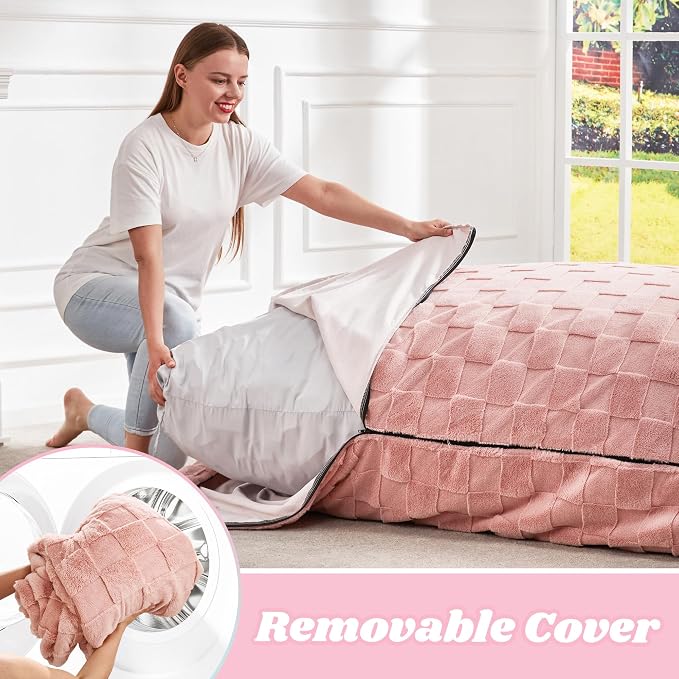 Hobestluk Adult Bean Bag Chair 3 in 1 Convertible Large Bean Bag Sofa | Plaid Pink,Machine Washable,Removable Cover,Easy Convert And Install, Oversied Floor Bed,For Livingroom Bedroom - Image 8