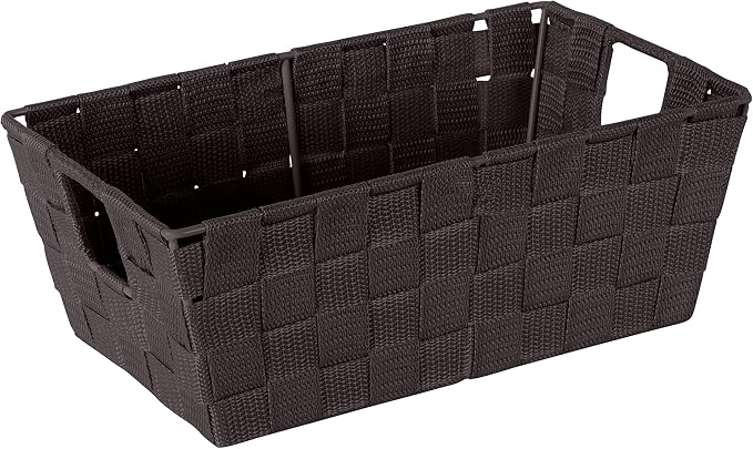Simplify Small Shelf Woven Strap Tote | Decorative Storage Basket | Built in Handles | Organization | Closet | Bedroom | Bathroom | Nursery | Accessories | Toys | Gifts | 4 Pack | Chocolate - Image 2