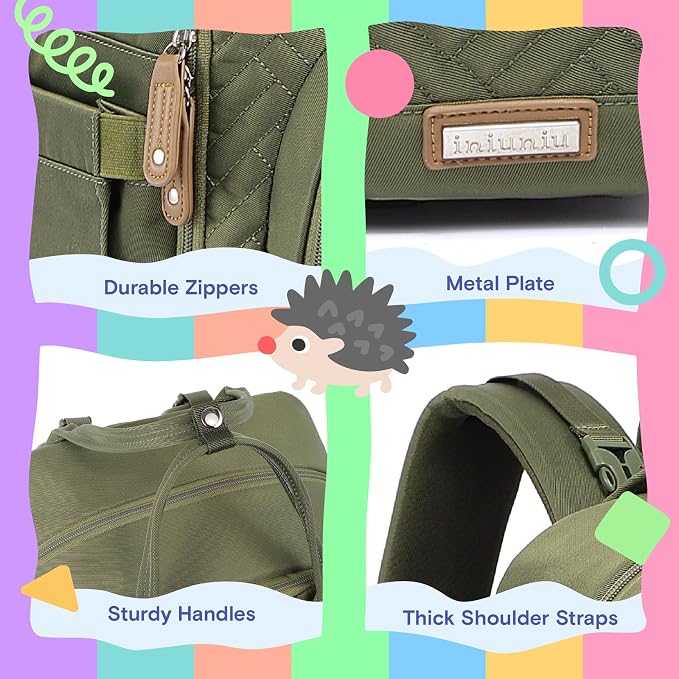 iniuniu Baby Diaper Bag Backpack, 4 in 1 kit Large Capacity Travel Backpack | Waterproof Backpack for Moms Dads,Travel Backpack with Pouch,Washable Changing Pad, Baby Essentials - Image 3