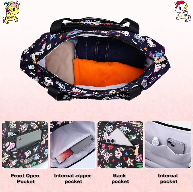 tokidoki Travel Duffle Bag, Weekender with Shoe Compartment Toiletry Bag | many compartments: laptop sleeve, wet-dry pocket, trolley sleeve. Includes toiletry bag. Carry-on. - Image 3