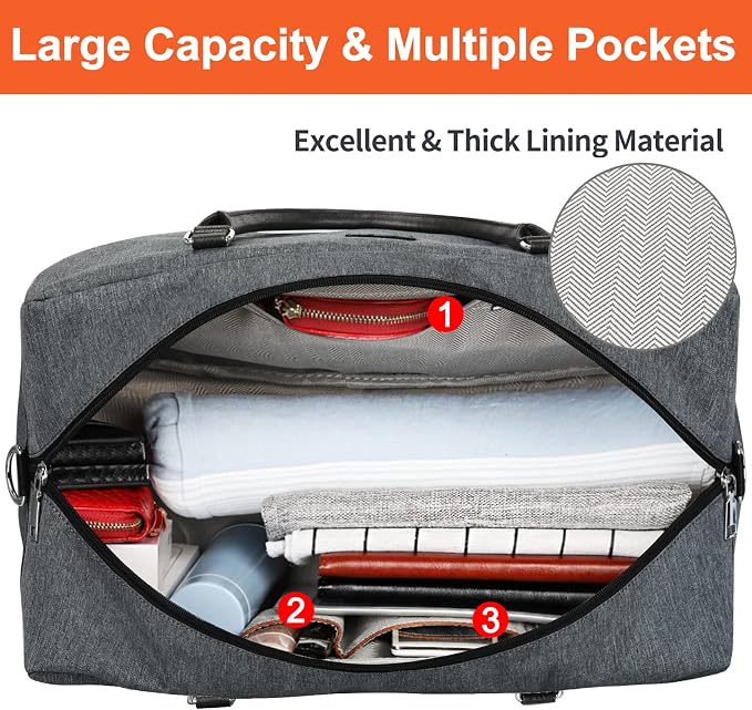Weekender Bags for Women, 21" Travel Duffle Bag with Shoe Compartment | 3PCS Carry On Overnight Large Duffel Bag with Crossbody Bag and Toiletry Bag for Weekend Travel Gym Hospital Business Trip - Image 7