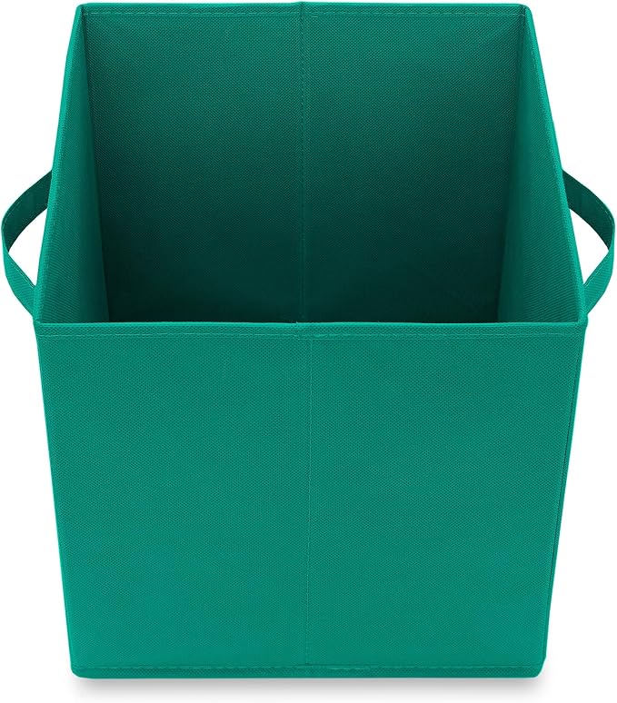 Casafield Set of 12 Collapsible Fabric Cube Storage Bins, Teal - 11" Foldable Cloth Baskets for Shelves, Cubby Organizers & More - Image 4