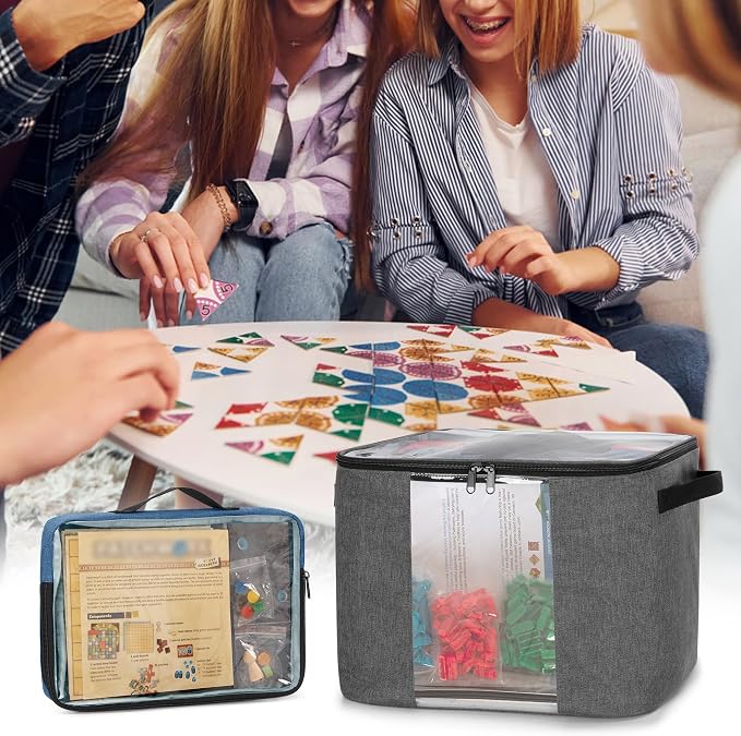 Rexmica Board Game Storage Organizer Bag with 6pcs Zipper Bags | Large Capacity, Colored Board Game Pouch Bag with Clear Cover for Office Supplies/Puzzles/Toy/Building Block/Crafts/Math Game - Image 8